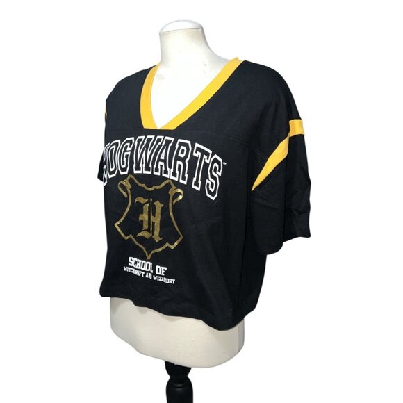 Harry Potter Hogwarts Black & Yellow Cropped T-Shirt XXXL - Picture 5 of 8